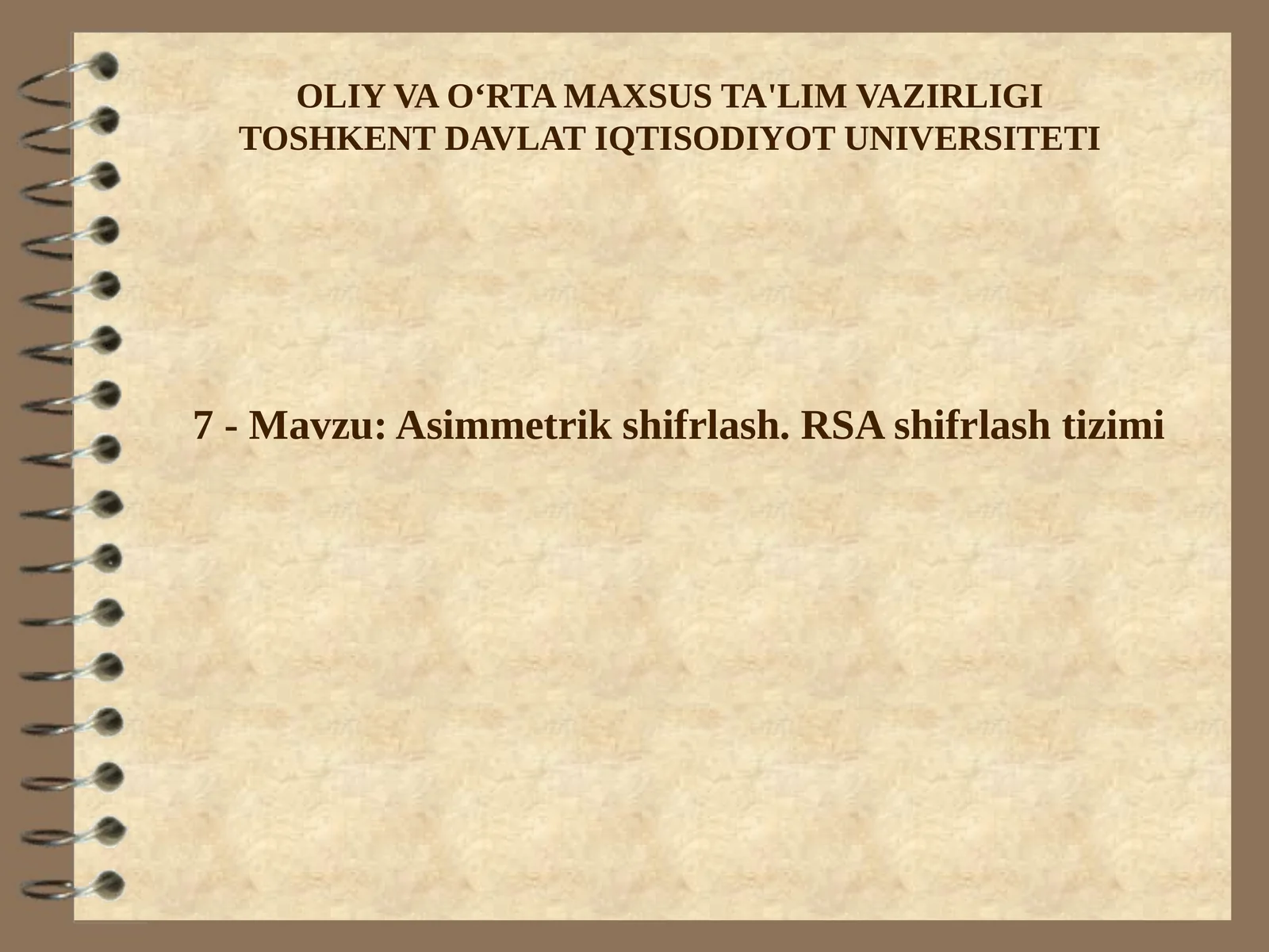 RSA shifrlash algoritmi