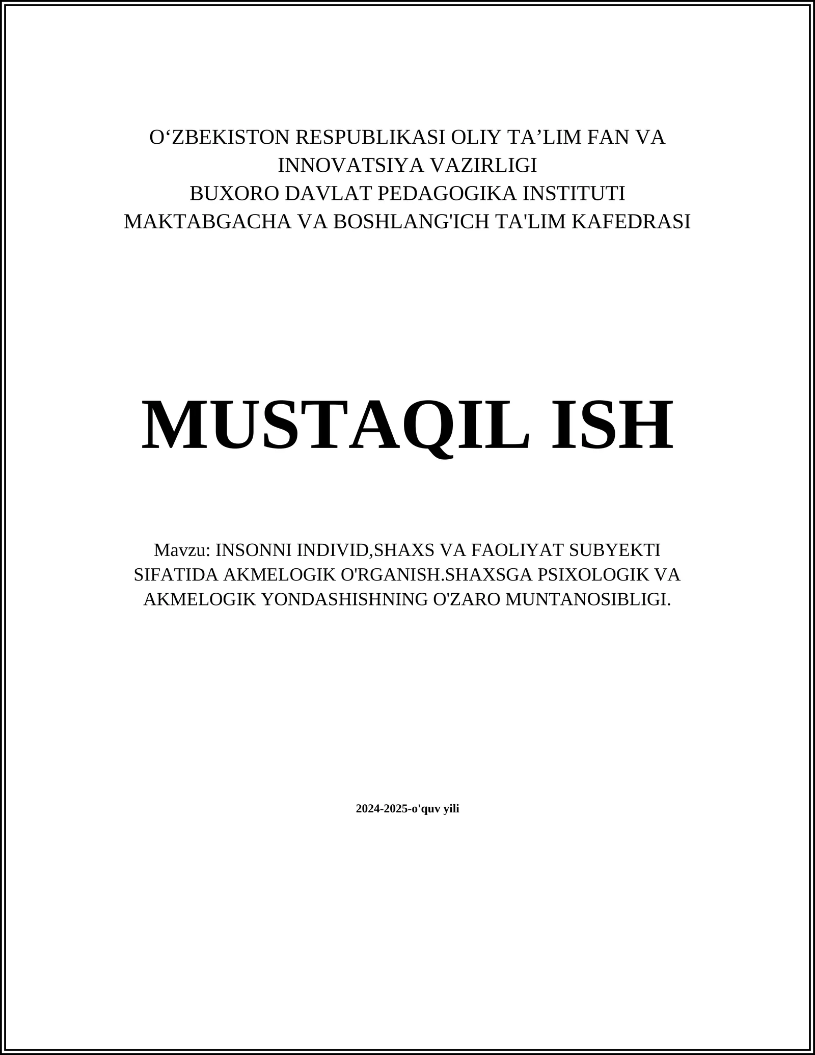 Insonni akmelogik tahlil qilish