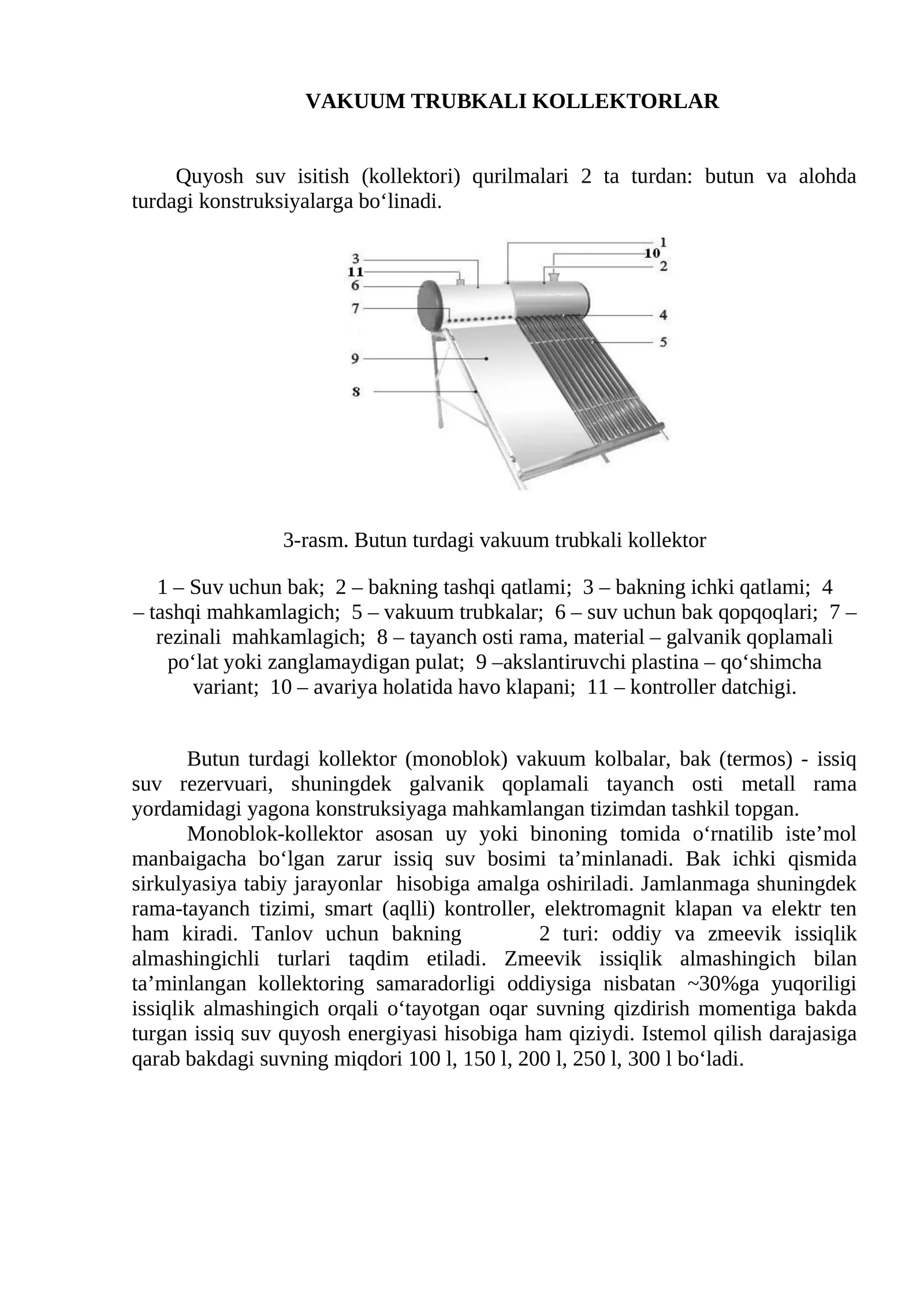 VAKUUM TRUBKALI KOLLEKTORLAR