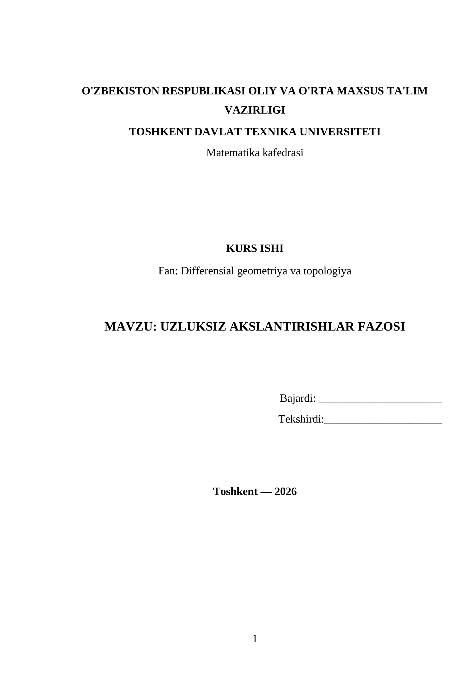 UZLUKSIZ AKSLANTIRISHLAR FAZOSI
