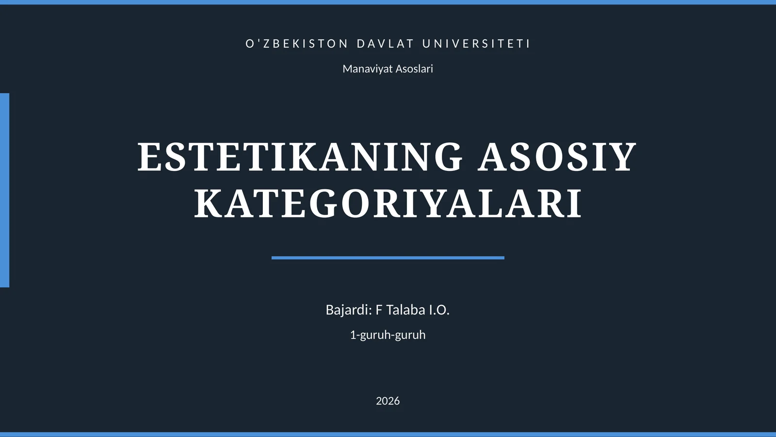ESTETIKANING ASOSIY KATEGORIYALARI