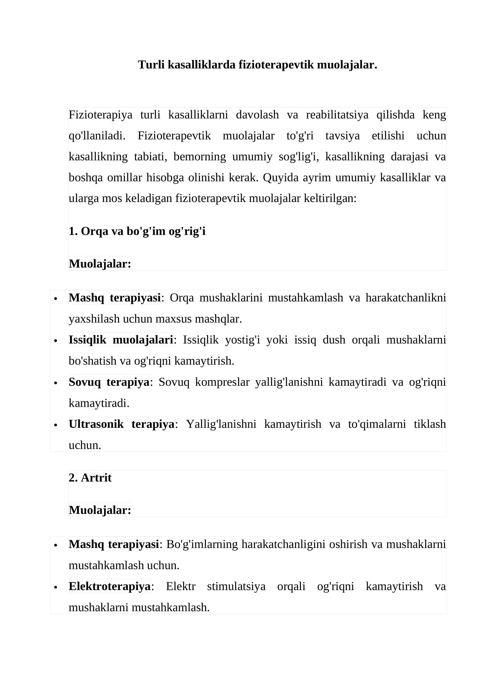 Fizioterapevtik muolajalar