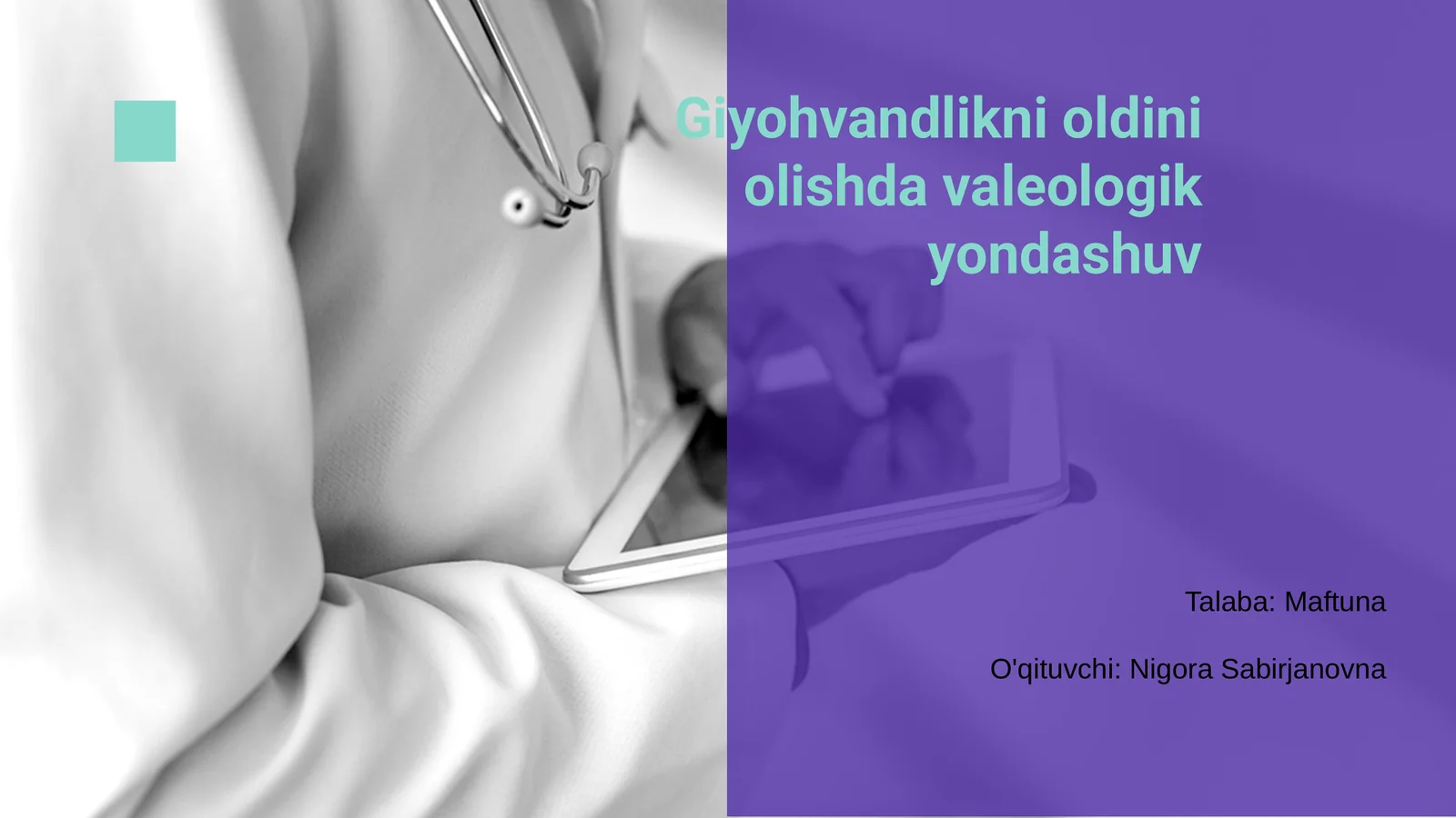 Giyohvandlikni oldini olishda valeologik yondashuv
