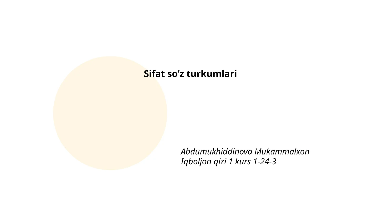 Sifat so’z turkumlari