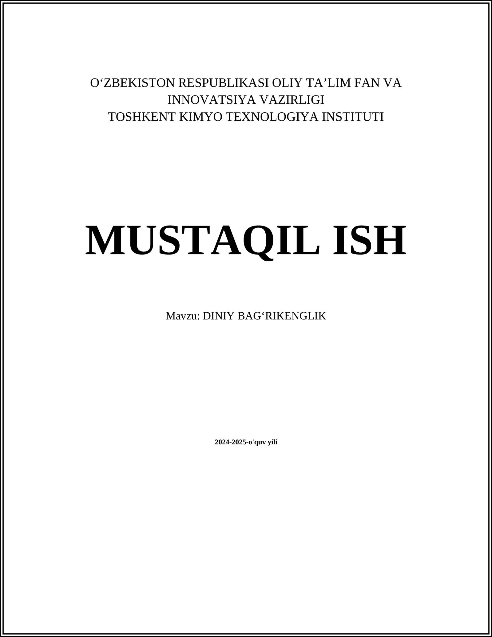 DINIY BAGʻRIKENGLIK