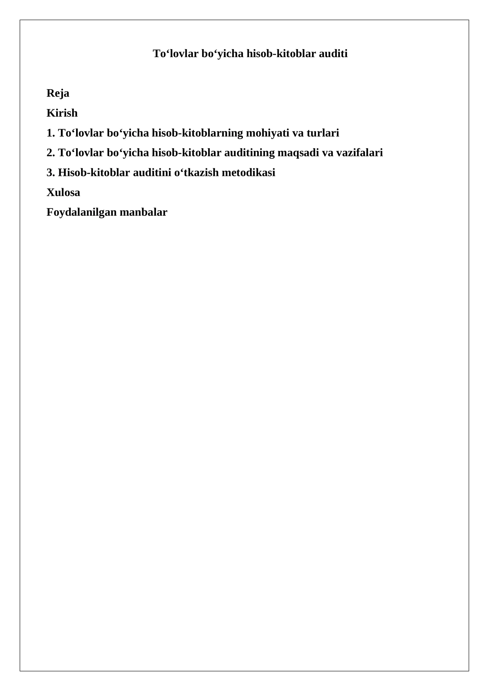 To‘lovlar bo‘yicha hisob-kitoblar auditi