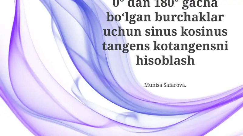 Sinus, Kosinus, Tangens va Kotangensni hisoblash