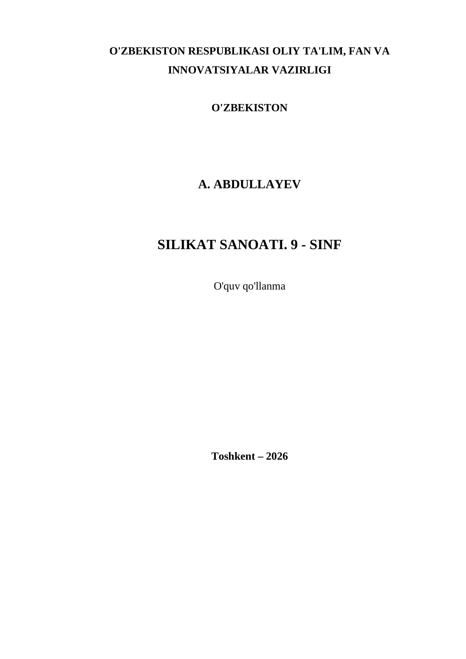 SILIKAT SANOATI. 9 - SINF