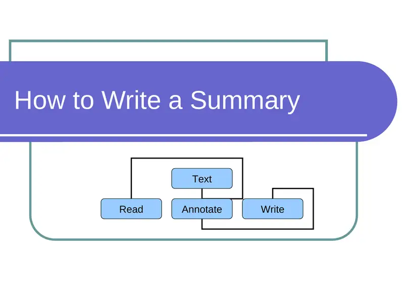 Create Summary How to Write a Summary