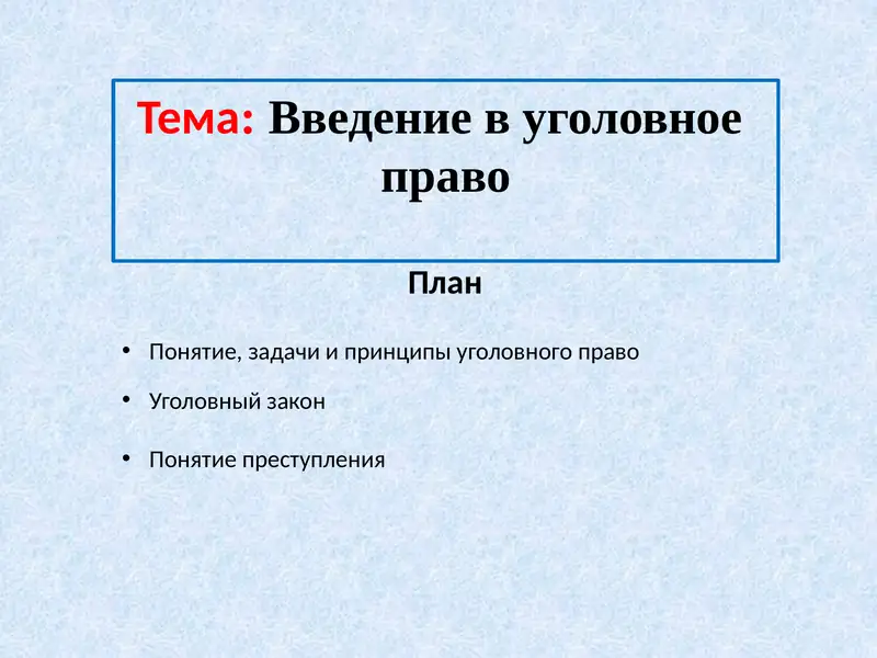 Введение в уголовное право