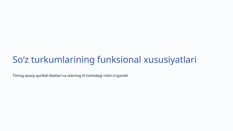 Soʻz turkumlarining funksional xususiyatlari