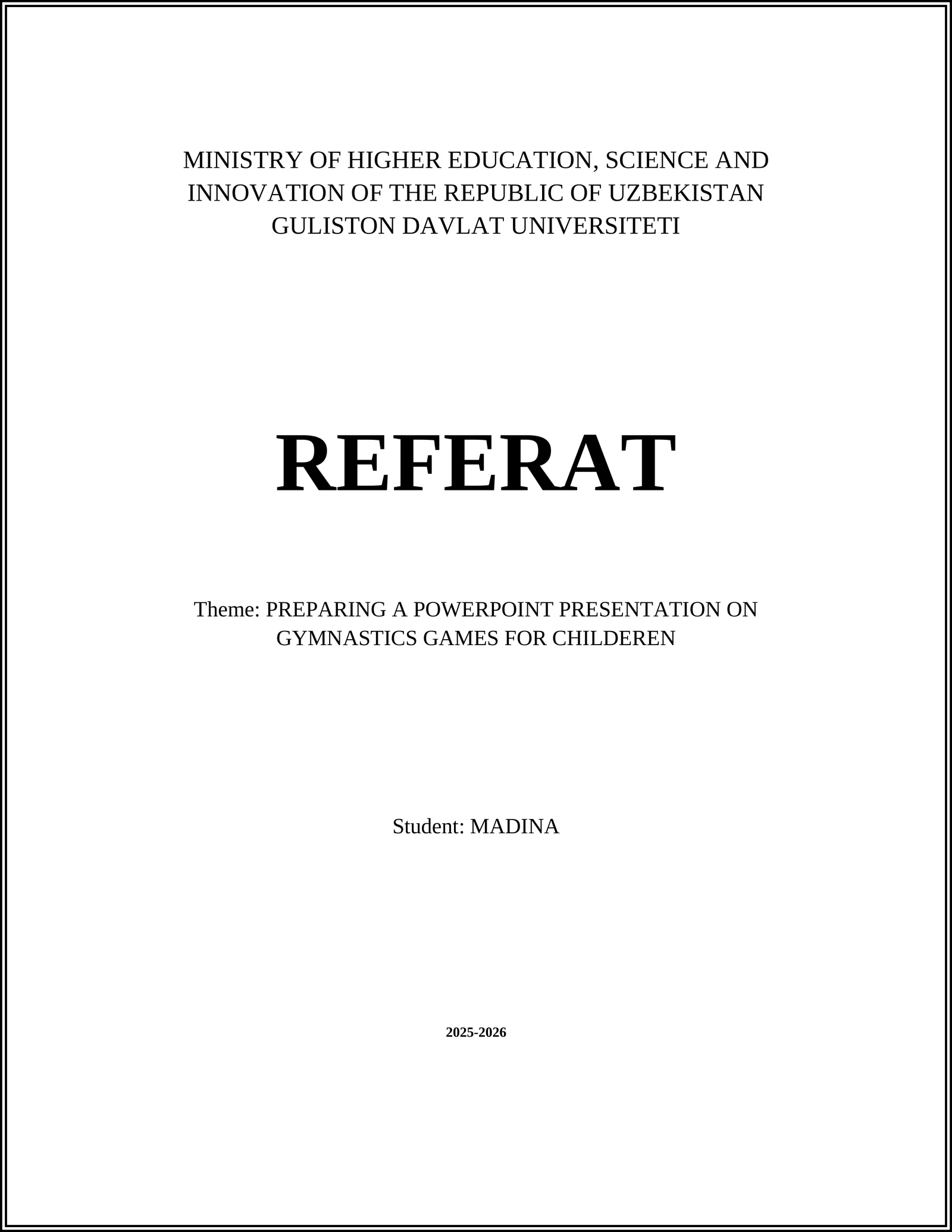 POWERPOINT PRESENTATION ON GYMNASTICS GAMES FOR CHILDEREN