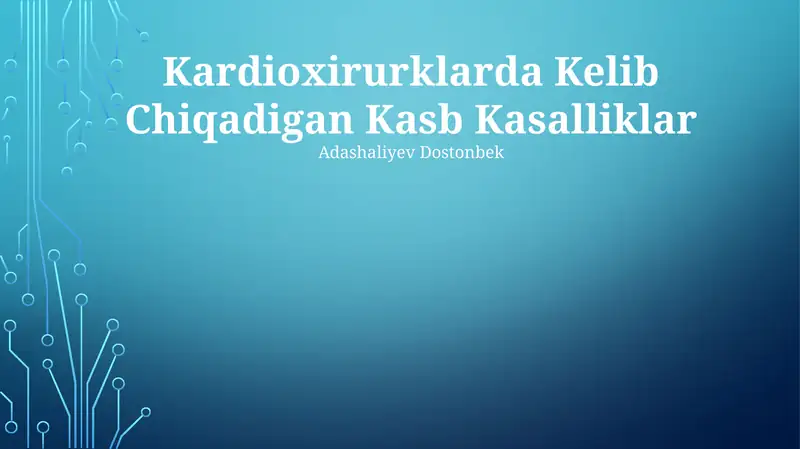 Kardioxirurklarda Kelib Chiqadigan Kasb Kasalliklar