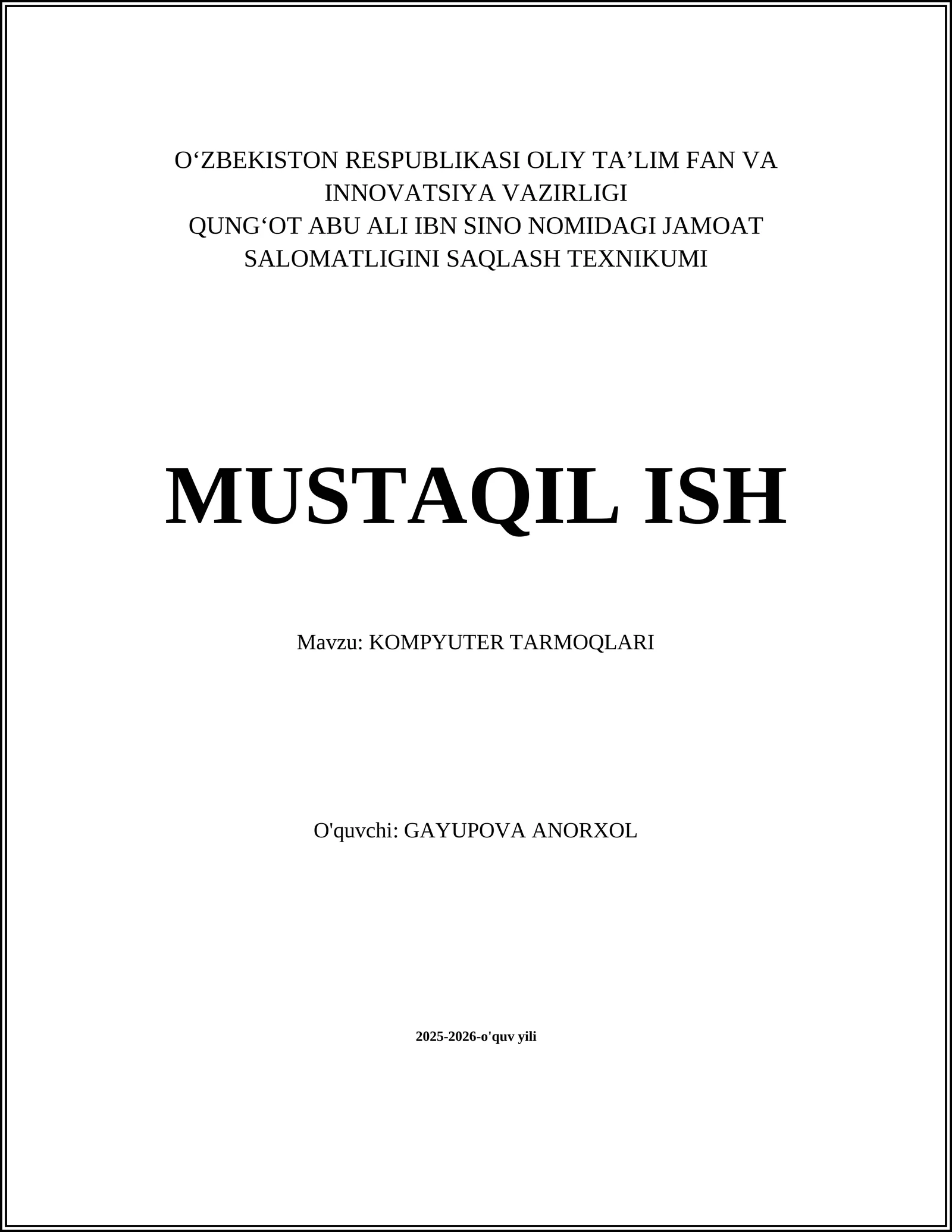 KOMPYUTER TARMOQLARI