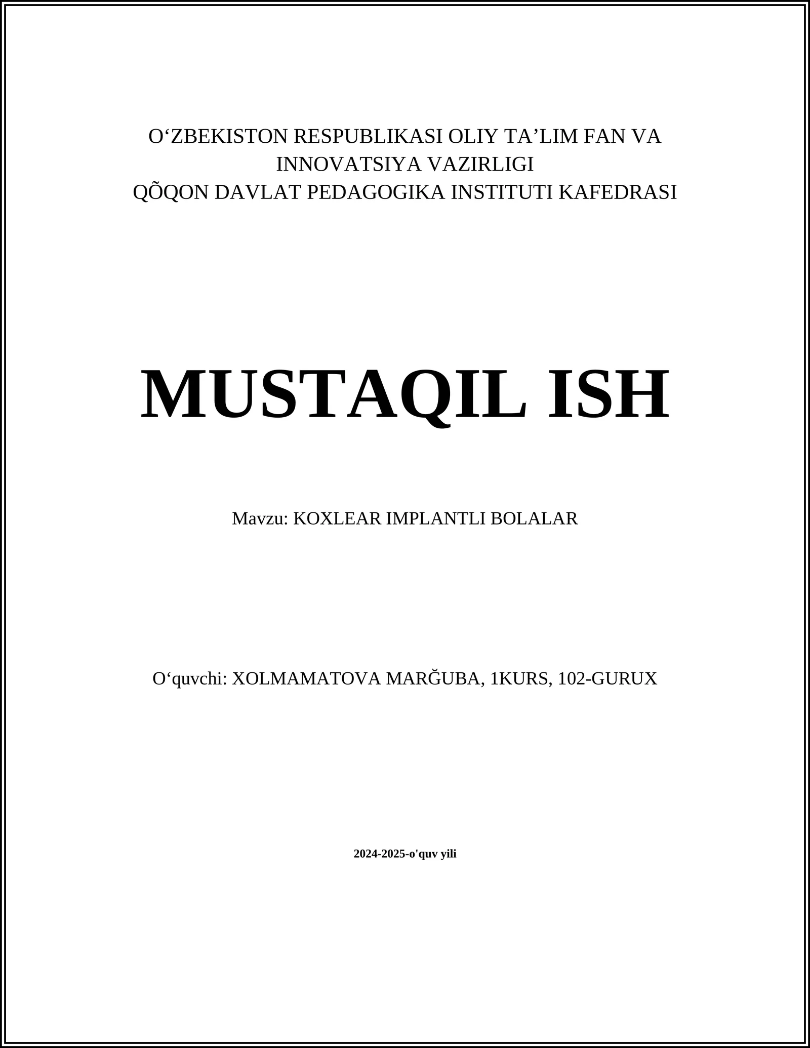 KOXLEAR IMPLANTLI BOLALAR