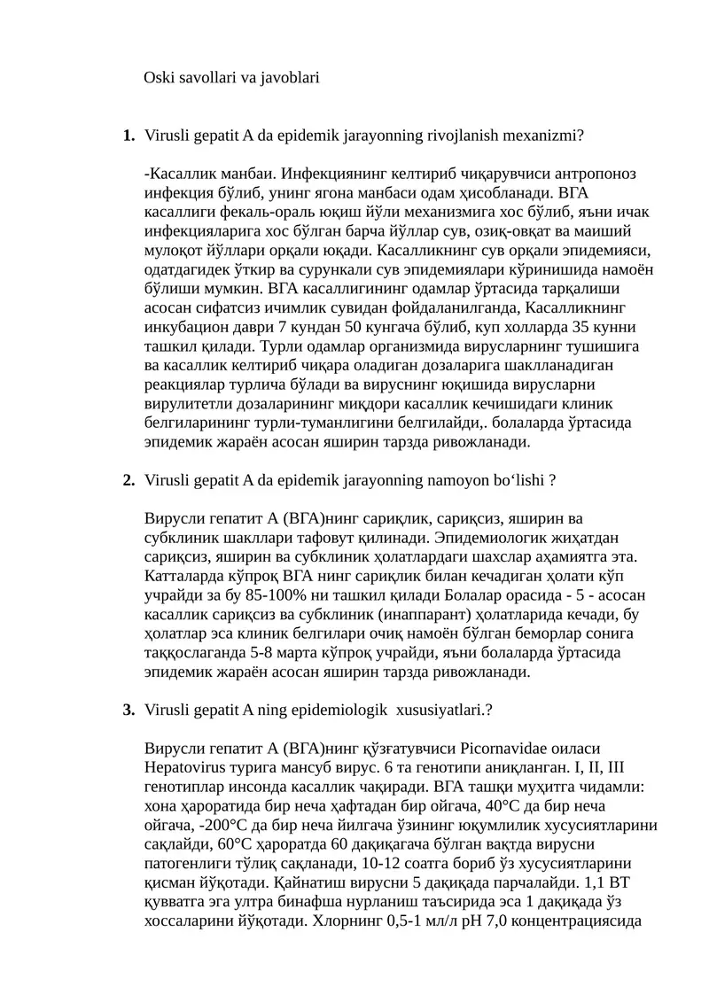 Oski savollari va javoblari