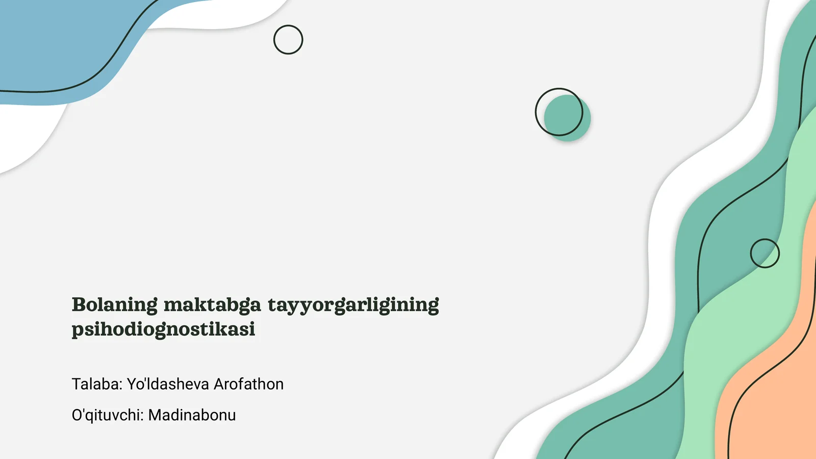 Bolaning maktabga tayyorgarligining psihodiognostikasi
