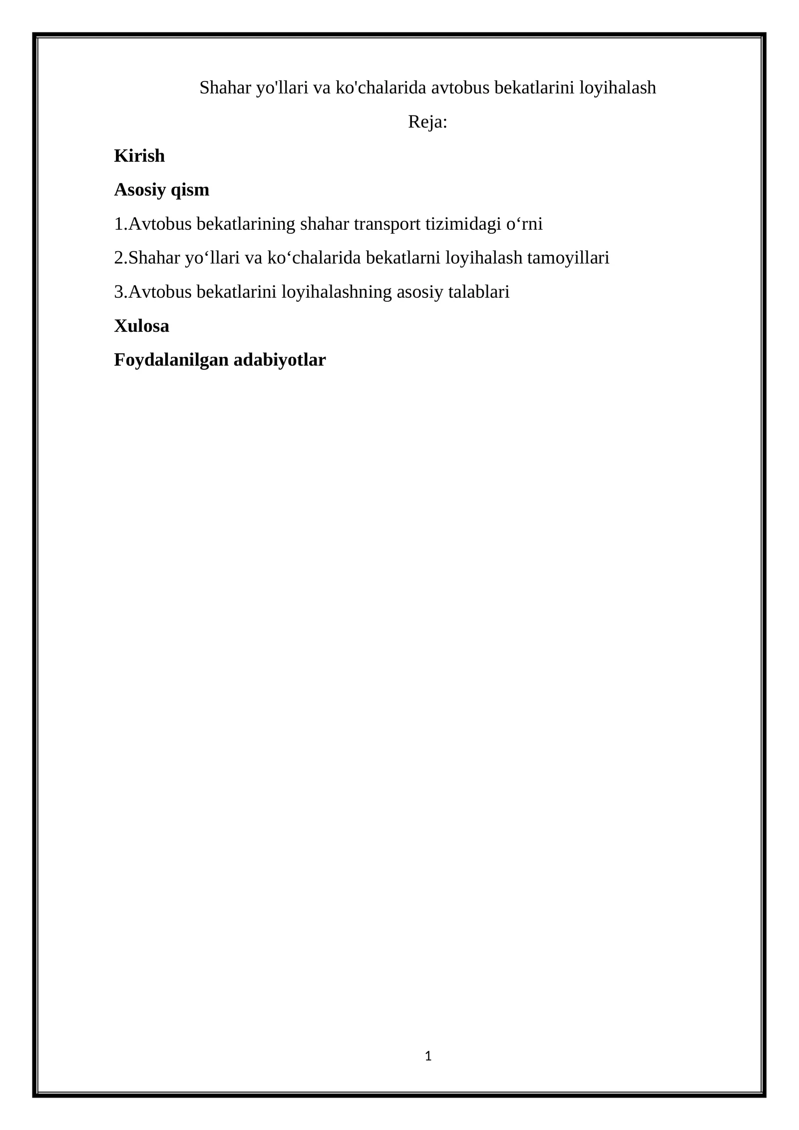 Bekatlar va avtobuslar