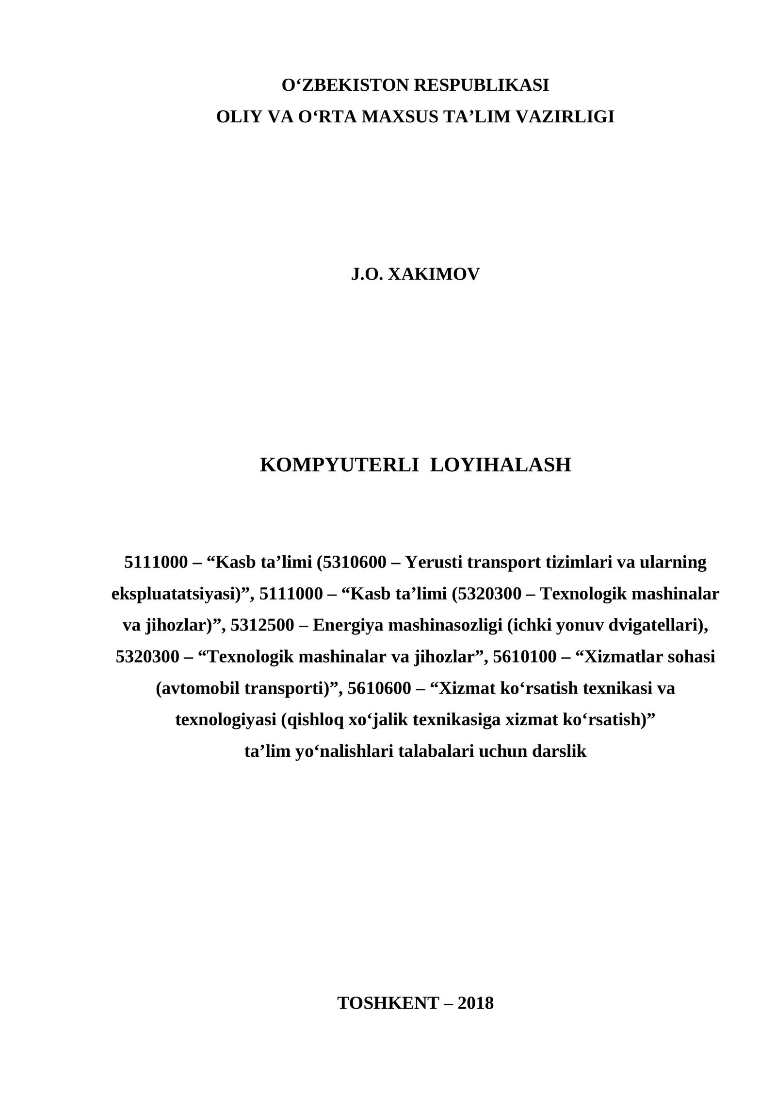 Kompyuterli loyihalash: Darslik