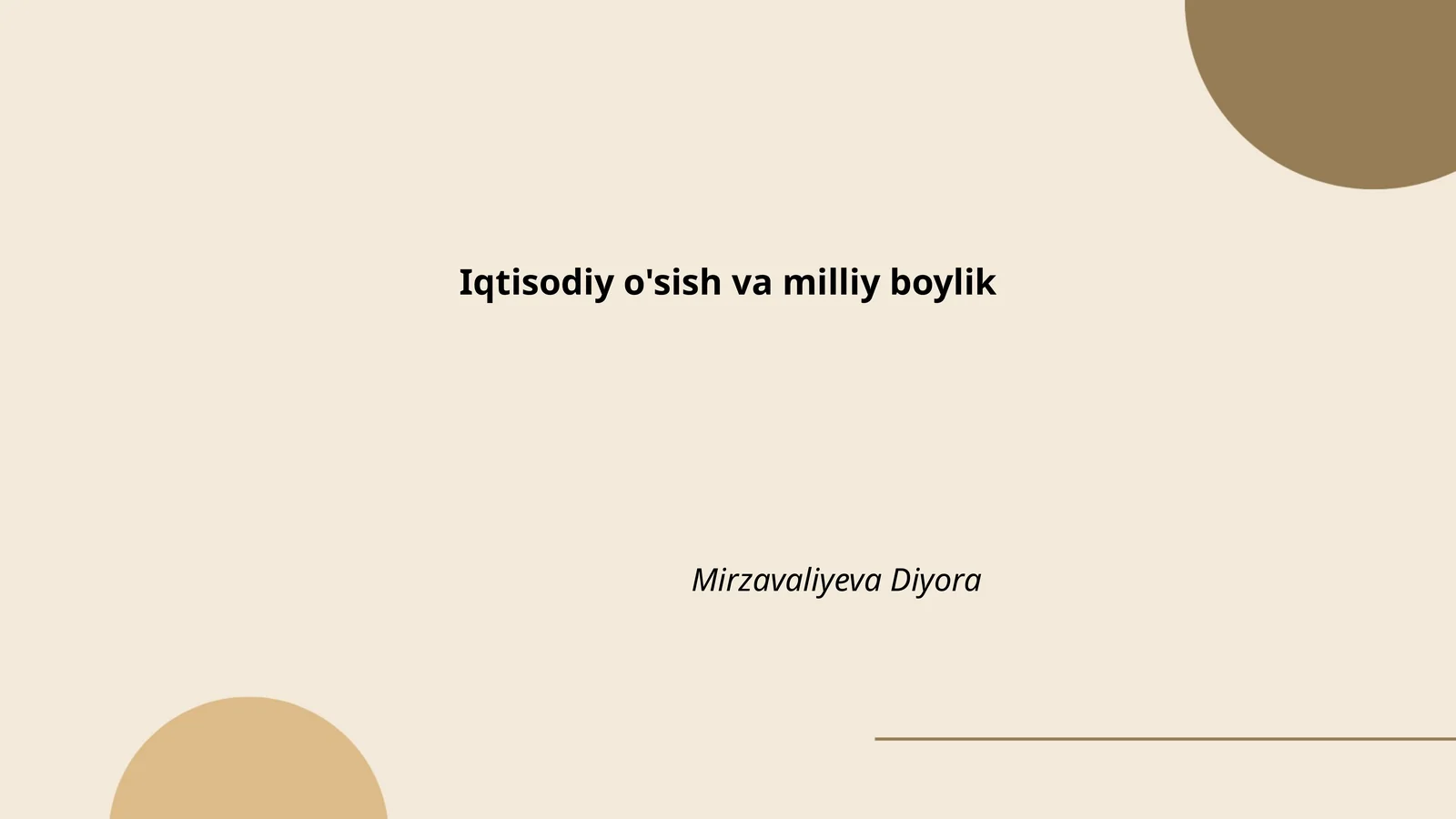 Iqtisodiy o'sish va milliy boylik