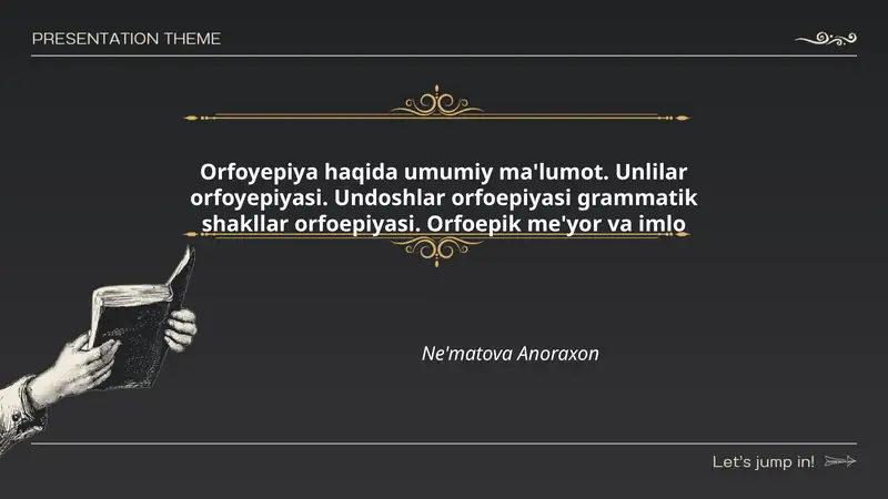 Orfoyepiya haqida umumiy ma'lumot. Unlilar orfoyepiyasi. Undoshlar orfoepiyasi grammatik shakllar orfoepiyasi. Orfoepik me'yor va imlo
