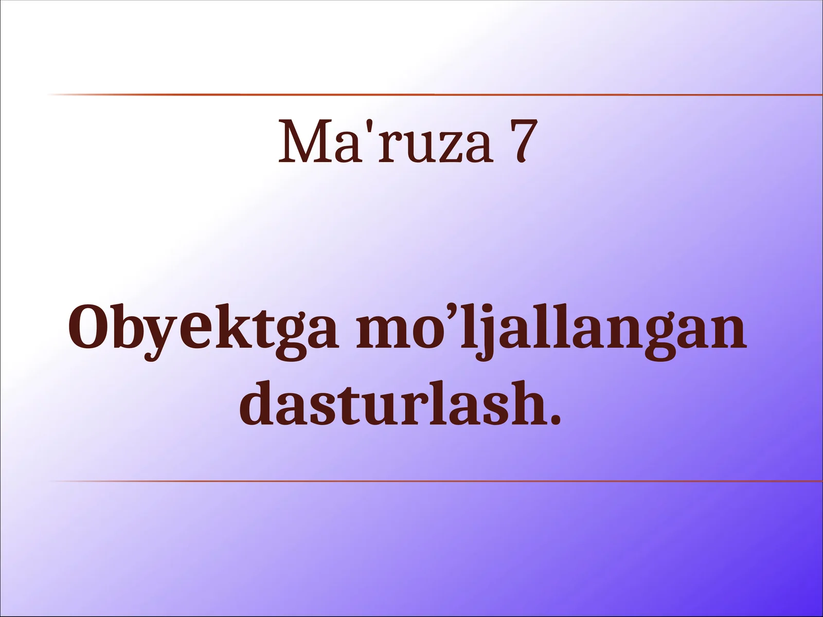 obyektga mo'ljallangan dasturlash