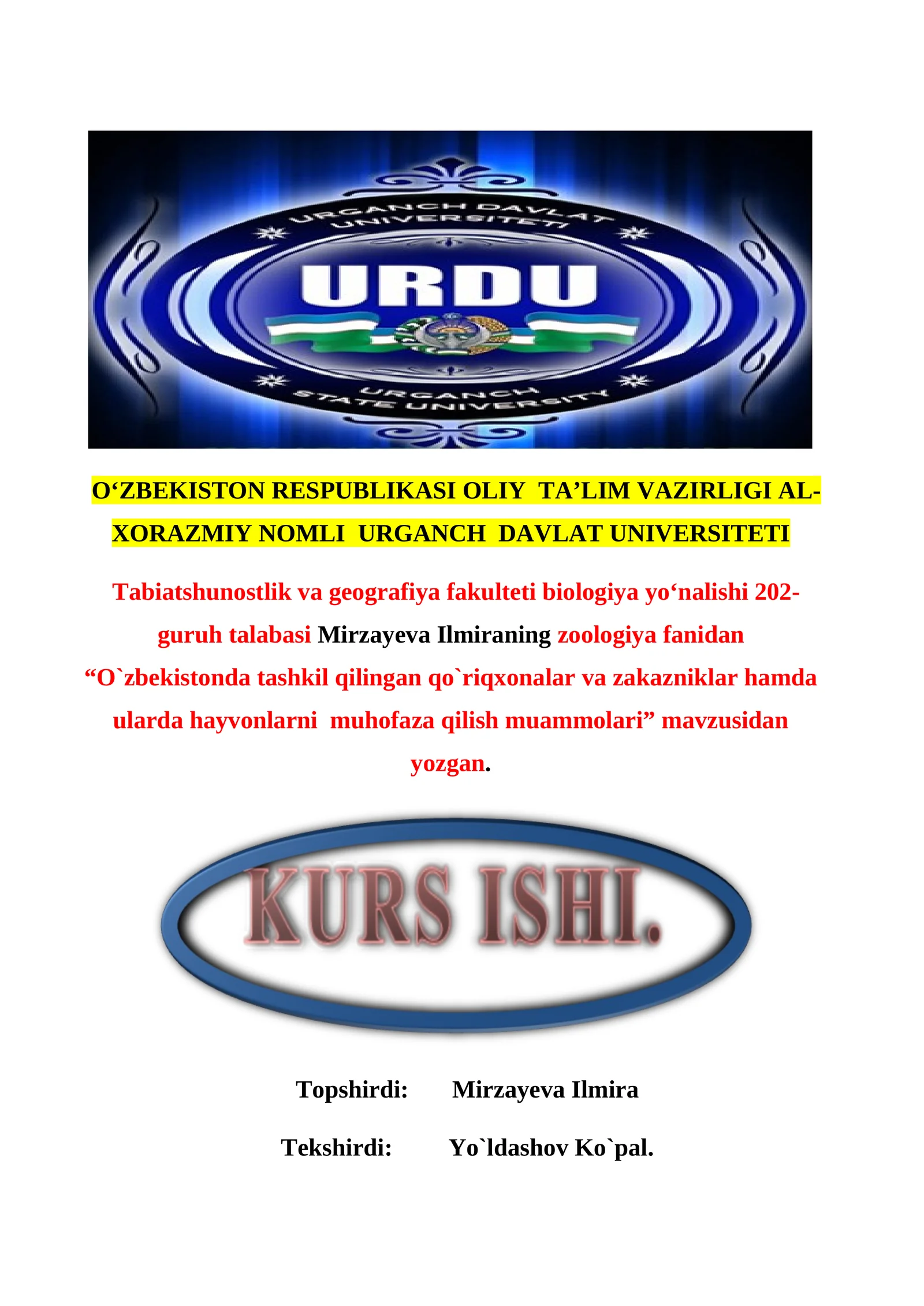 O‘zbekistonda tashkil qilingan qo‘riqxonalar va zakazniklar hamda ularda hayvonlarni muhofaza qilish muammolari