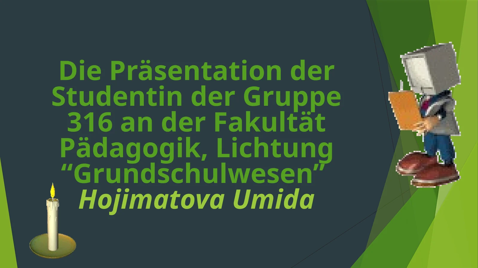 Die Präsentation der Studenten der Gruppe 316 an der Fakultät für Pädagogik