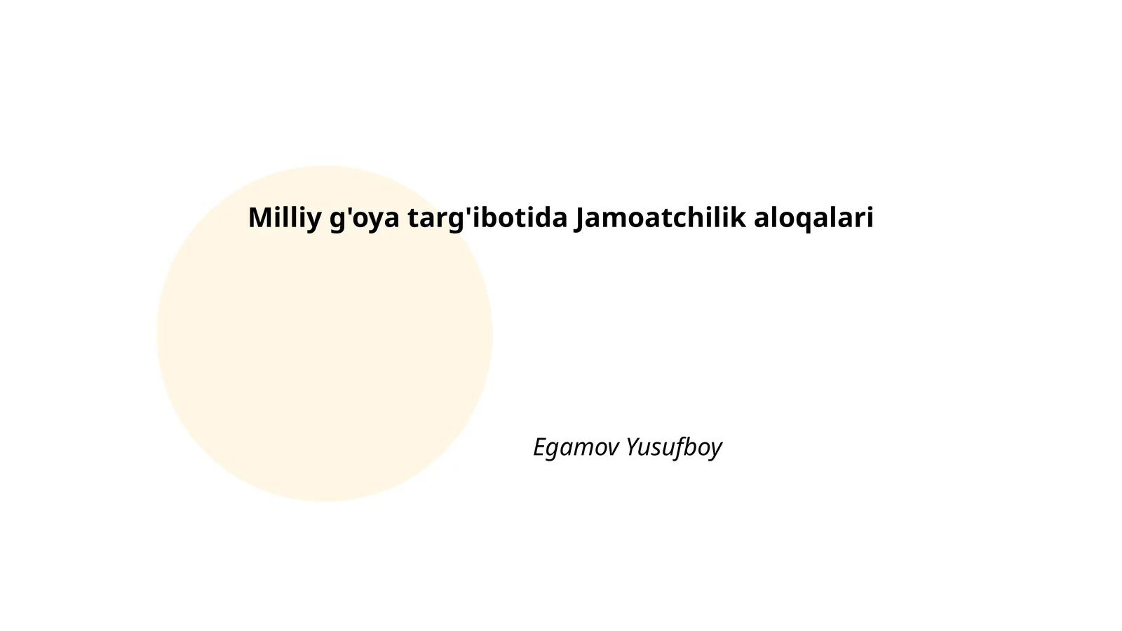 Milliy g'oya targ'ibotida Jamoatchilik aloqalari
