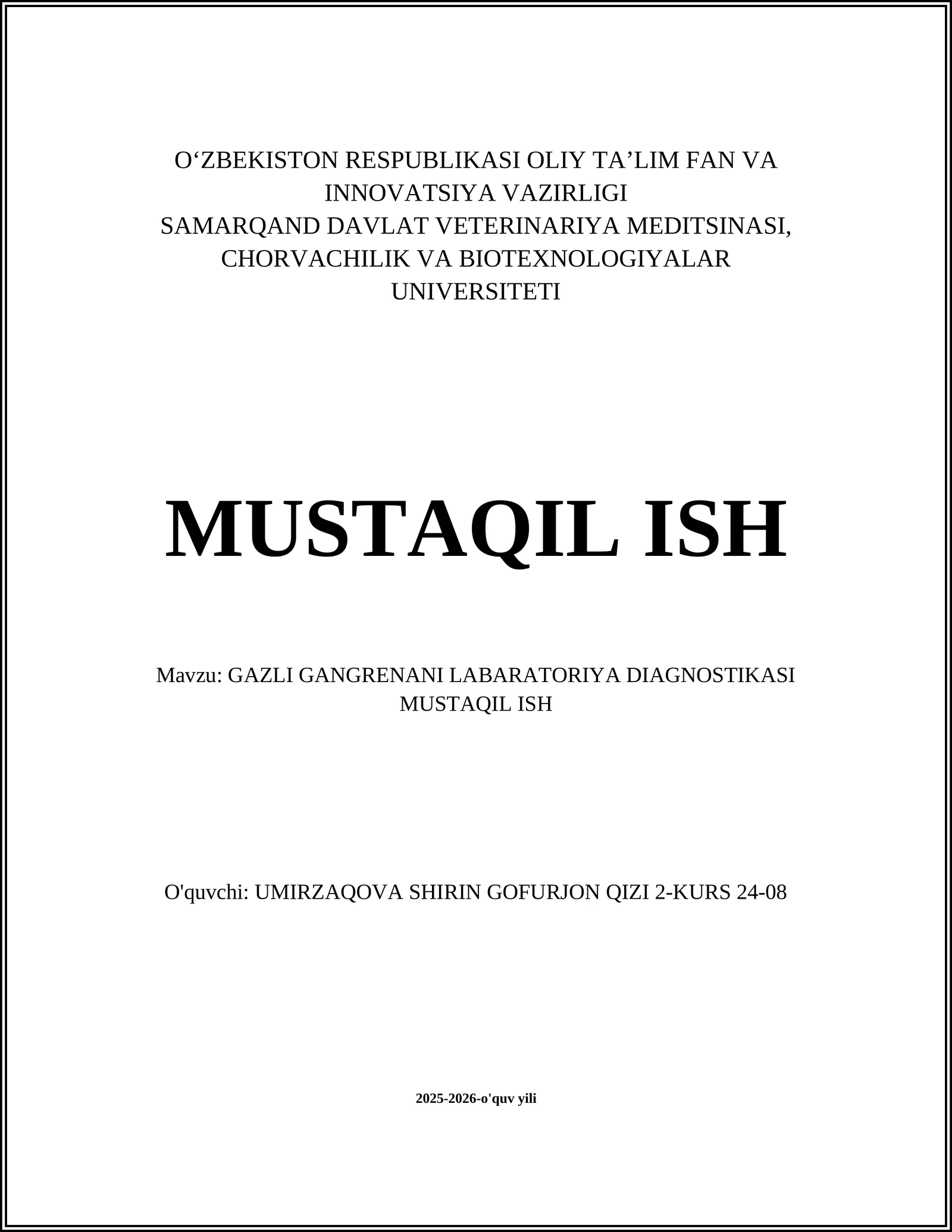 GAZLI GANGRENANI LABARATORIYA DIAGNOSTIKASI