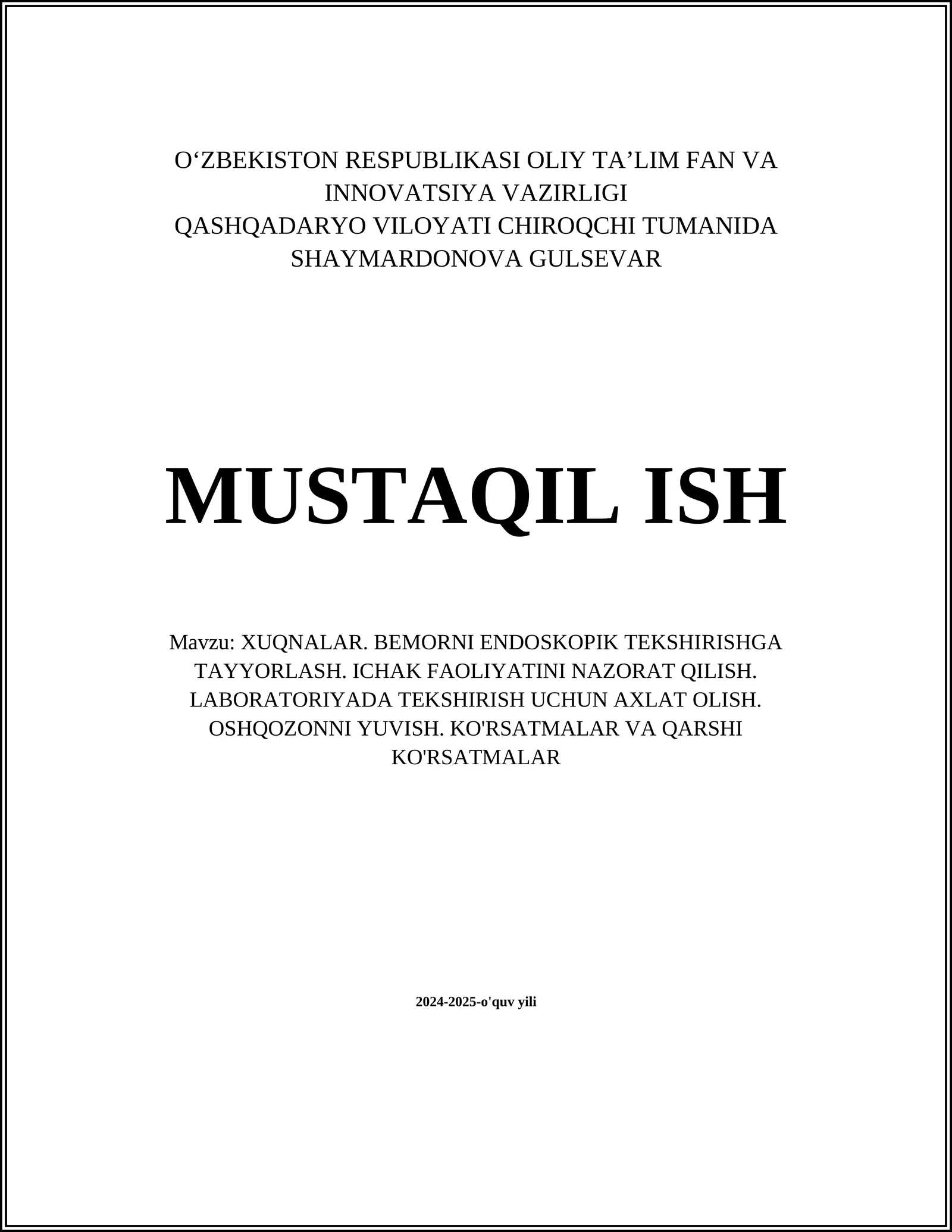 Bemorni Endoskopik Tekshirishga Tayyorgarlik