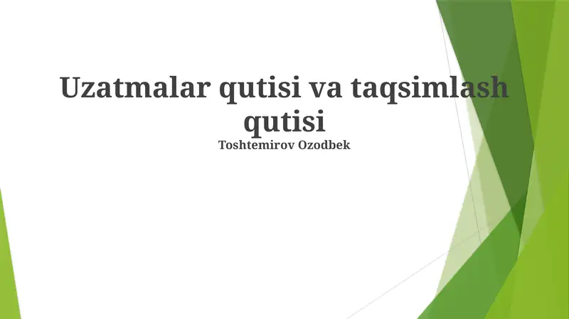 Uzatmalar qutisi va taqsimlash qutisi