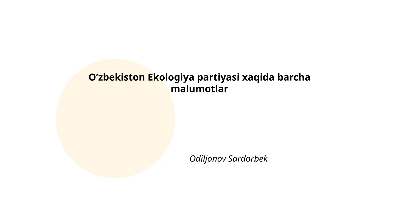 O’zbekiston Ekologiya Partiyasi haqida Barcha Malumotlar