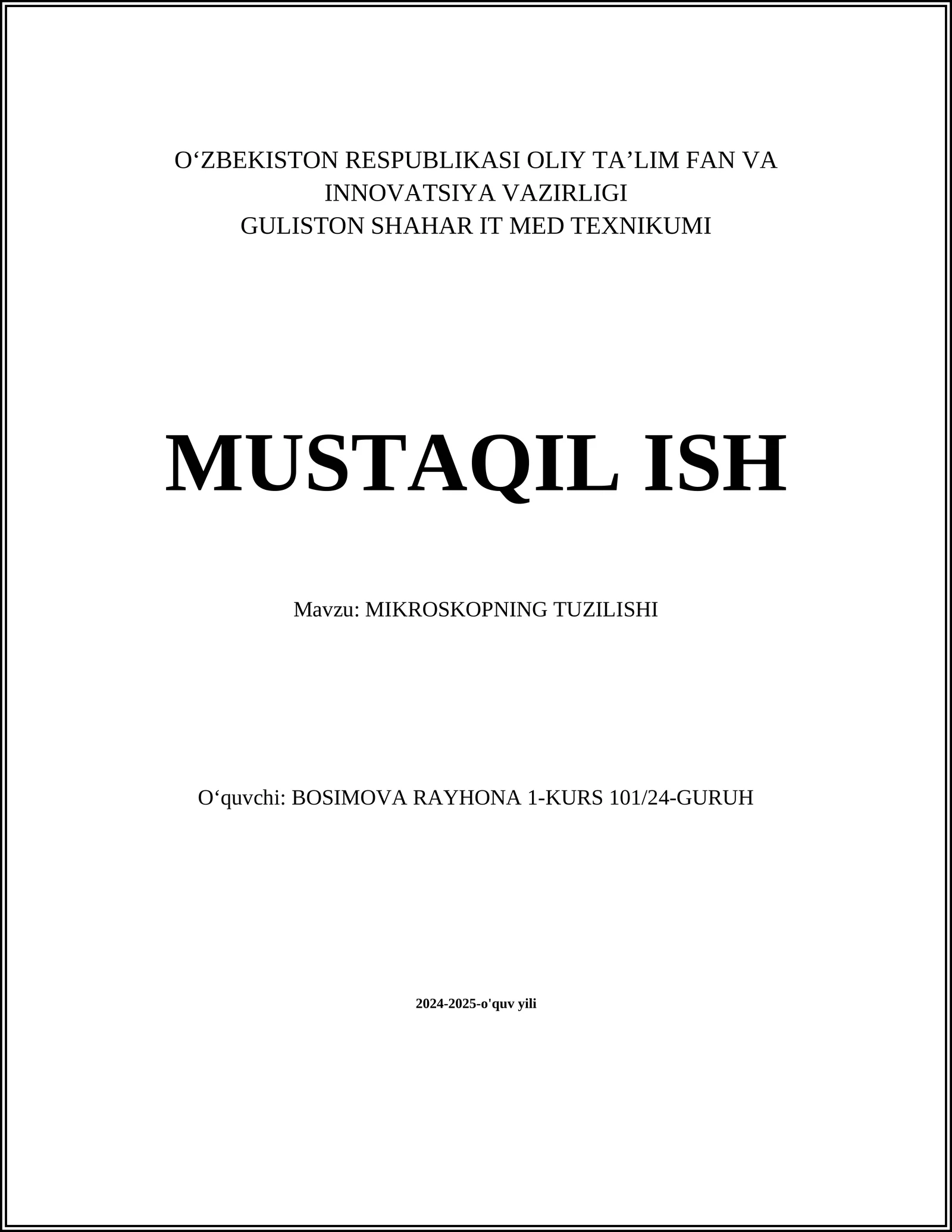 MIKROSKOPNING TUZILISHI