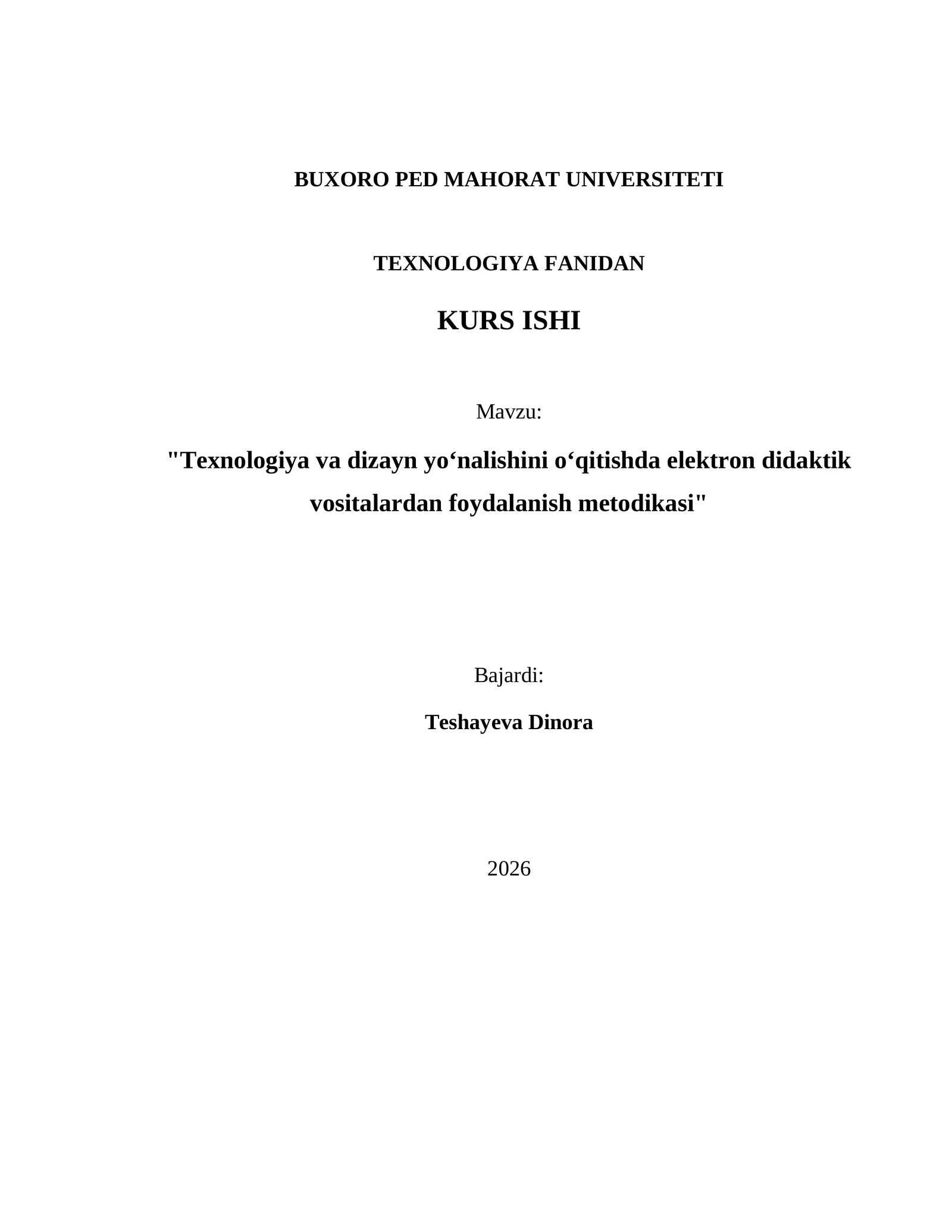 TEXNOLOGIYA VA DIZAYN YOʻNALISHINI OʻQITISHDA ELEKTRON DIDAKTIK VOSITALARDAN FOYDALANISH METODIKASI