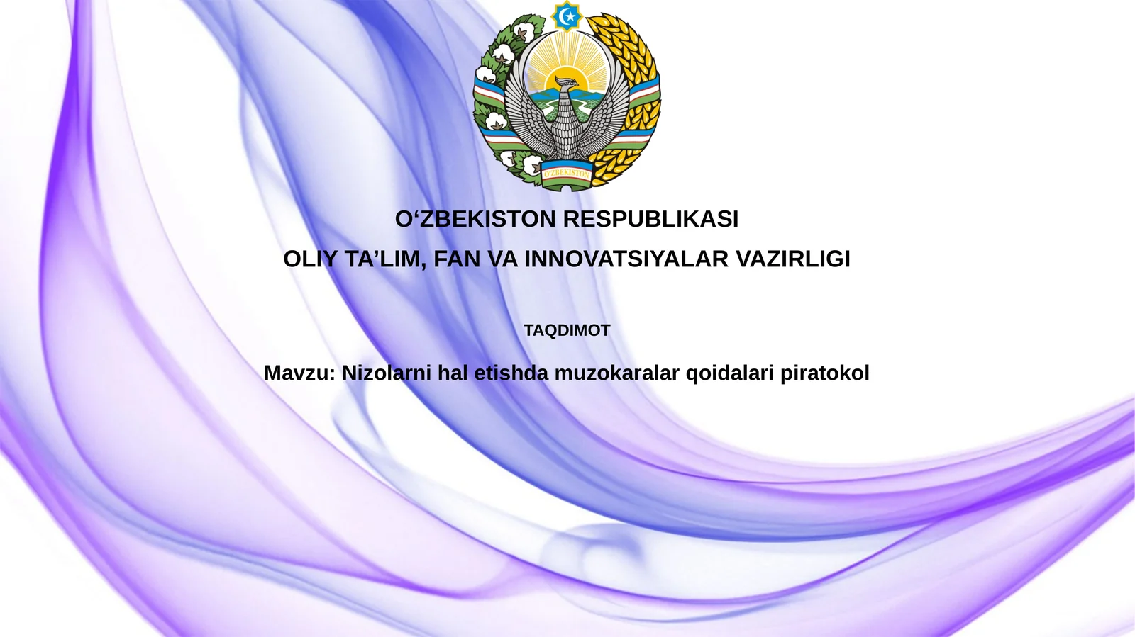 Nizolarni haletish da muzokaralar qoidalari protokol