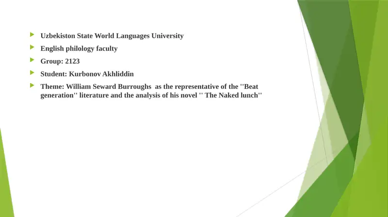 William Seward Burroughs and "The Naked lunch"