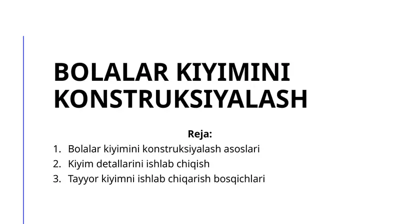 Bolalar kiyimini konstruksiyalash