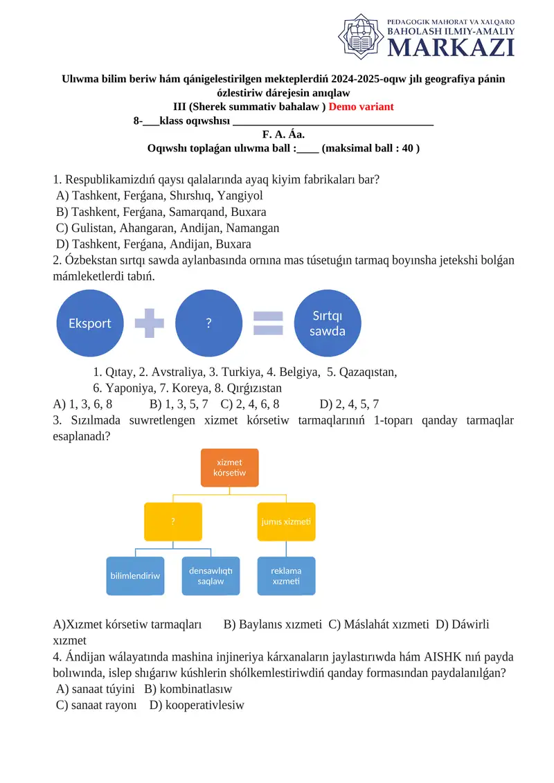 III (Sherek summativ bahalaw ) Demo variant