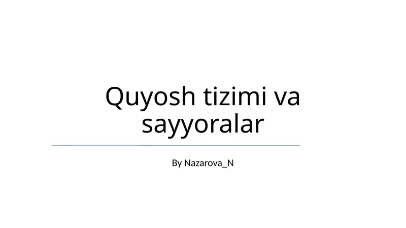 Quyosh tizimi va sayyoralar