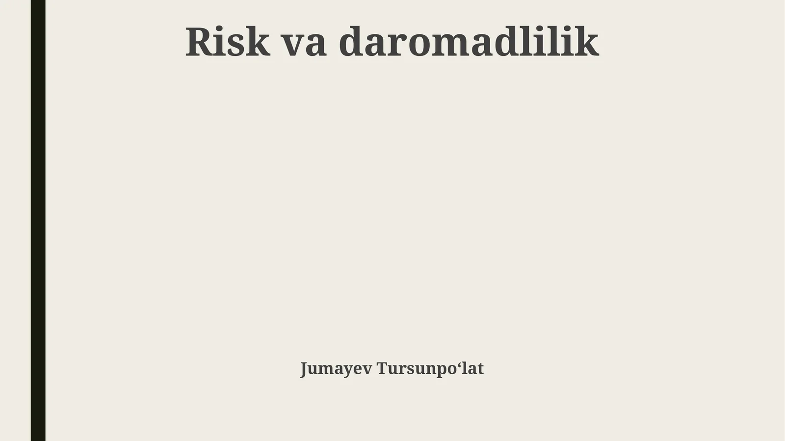 Risk va daromadlilik