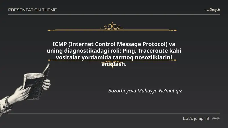 ICMP (Internet Control Message Protocol) va uning diagnostikadagi roli: Ping, Traceroute kabi vositalar yordamida tarmoq nosozliklarini aniqlash