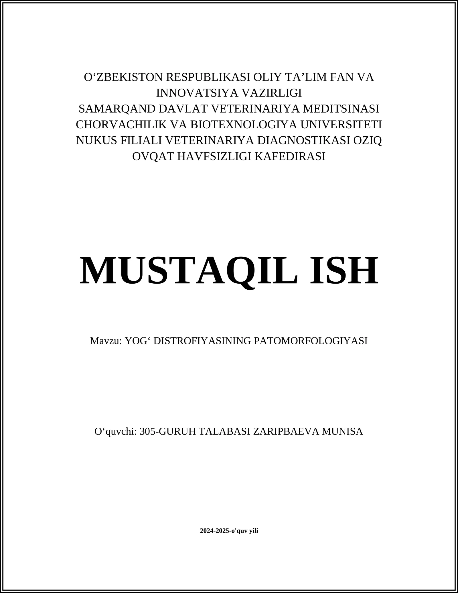 YOGʻ DISTROFIYASINING PATOMORFOLOGIYASI