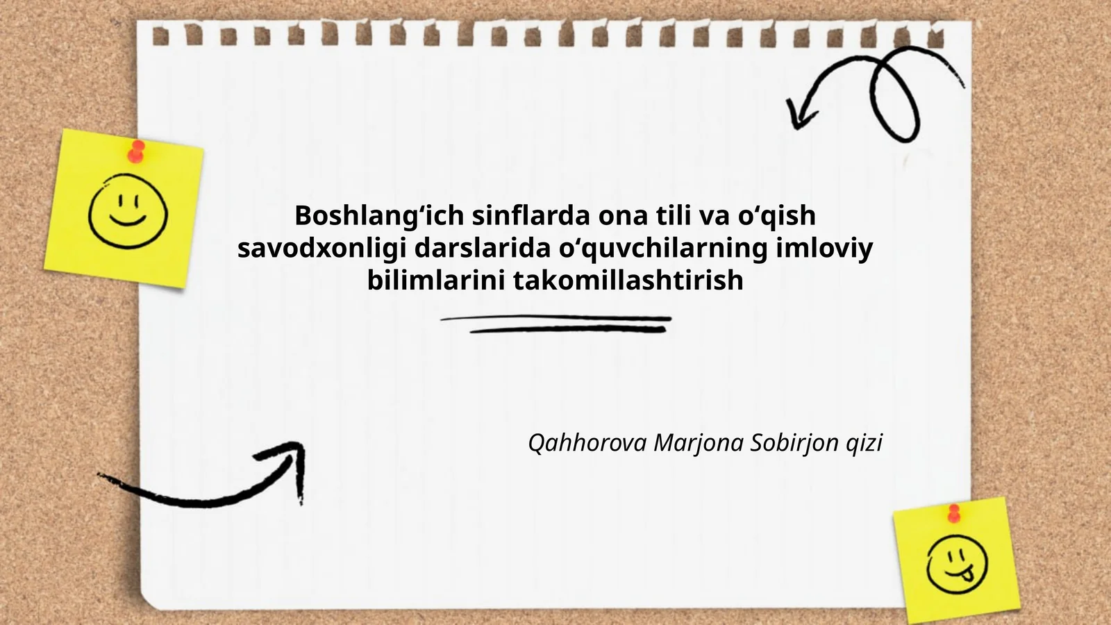 Boshlangʻich sinflarda ona tili va oʻqish savodxonligi darslarida oʻquvchilarning imloviy bilimlarini takomillashtirish