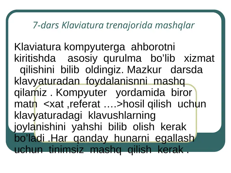 7-dars Klaviatura trenajori