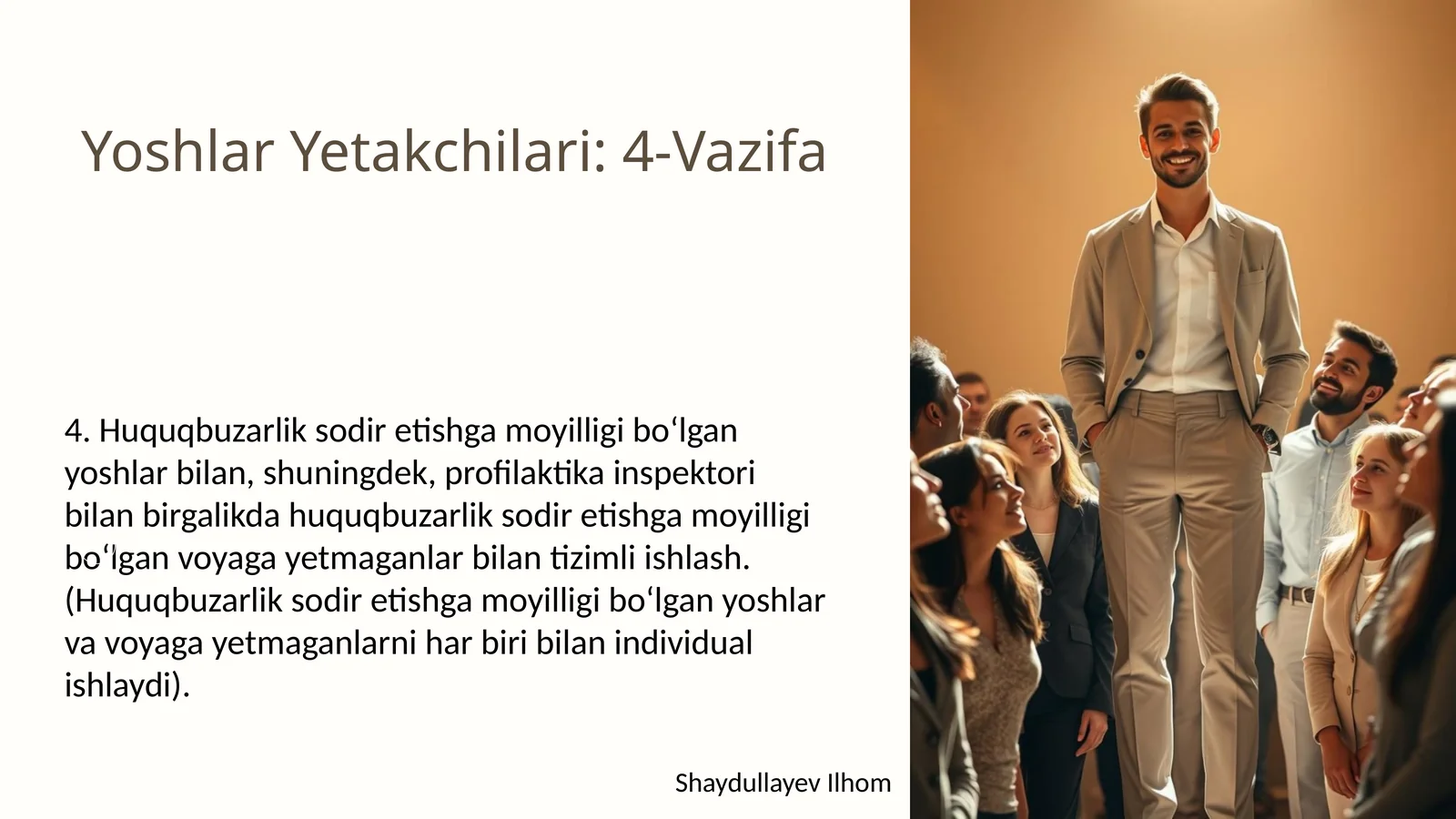 Yoshlar Yetakchilari: 4-Vazifa