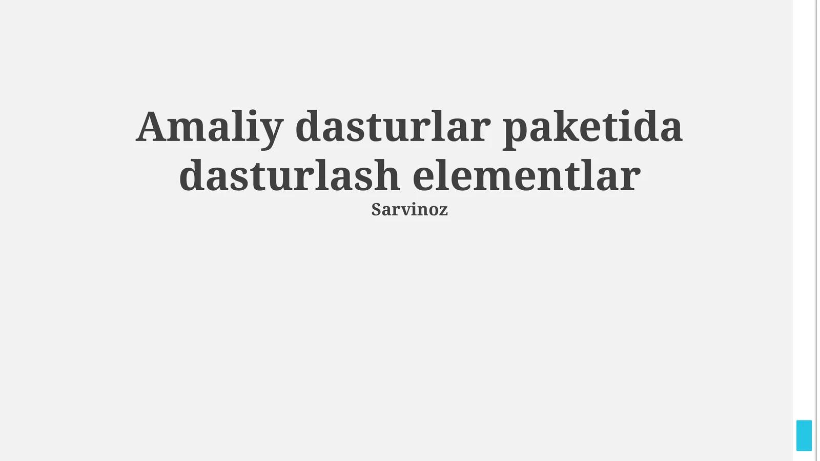 Amaliy dasturlar paketida dasturlash elementlar
