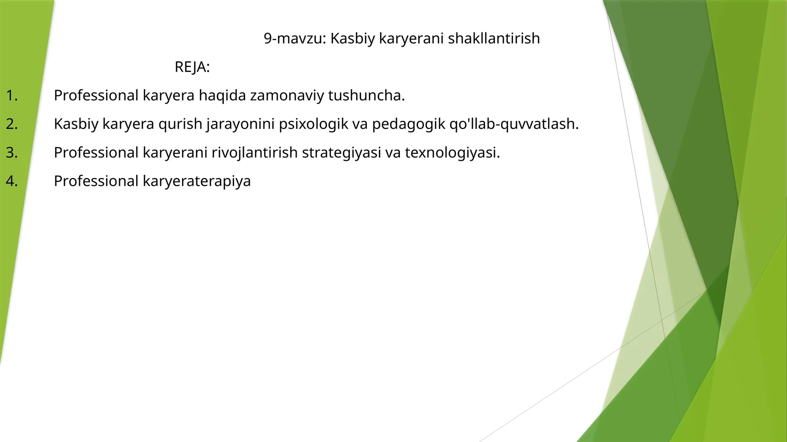 9-mavzu: Kasbiy karyerani shakllantirish