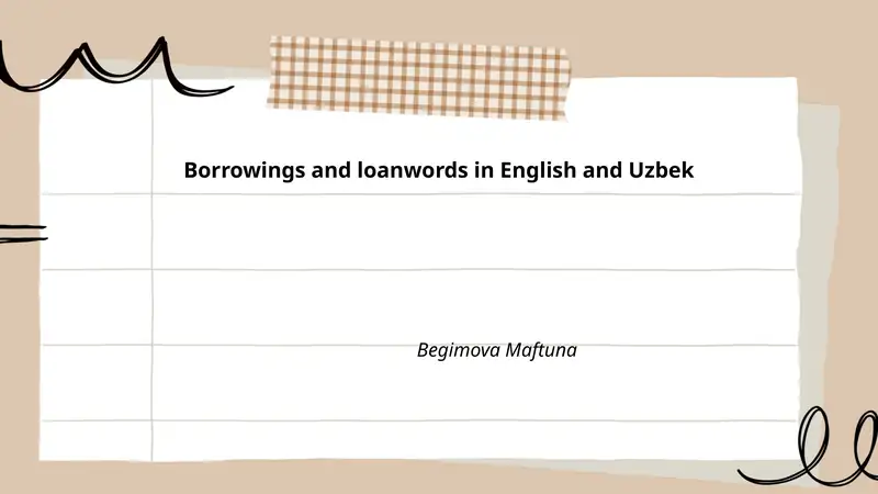 Borrowings and loanwords in English and Uzbek