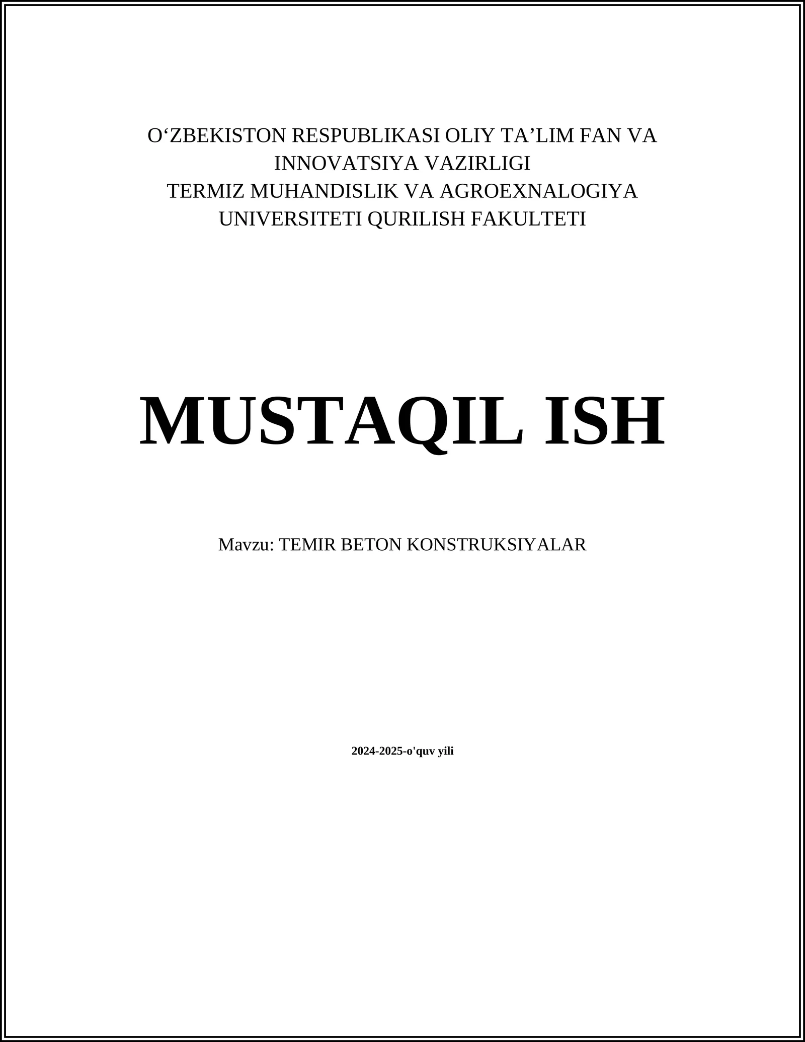 TEMIR BETON KONSTRUKSIYALAR
